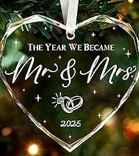 Engagement Gifts for Couples,- Engagement Gifts for Her,Women, Friends, Bride to Be Gifts, Glass Engagement Gift, First Christmas Engagement Ornaments 2025