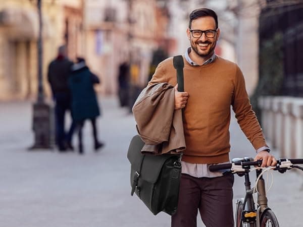 ESTARER Men's Leather Briefcase 15.6 Inch Laptop Computer Bag for Office/Business/Travel, Large Satchel Professional Pu Leather Messenger Shoulder Bag, Black