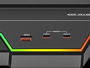 4000J Surge Protector Power Strip with USB Ports, 6 Outlet Power Strip with RGB Lights and PD 20W Fast Charging, Wide-Spaced Outlet Perfect for e-Sports, Game PC, Home and Offices