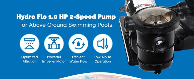 SWIMLINE HYDROTOOLS Above-Ground Pool Motor Pump, 2-Speed, Hydro-Flo 1 HP w/ 5280 GPH, Horizontal