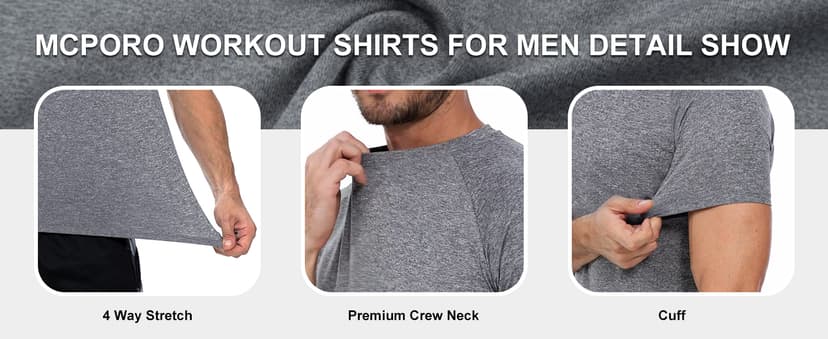 Workout Shirts for Men Short Sleeve Quick Dry Athletic Gym Active T Shirt Moisture Wicking
