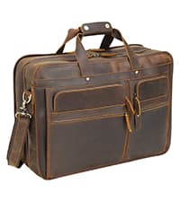 Polare X-Large 18" Full Grain Leather Briefcase For Men Business Travel Case Messenger Bag Fits 17.3" Laptop
