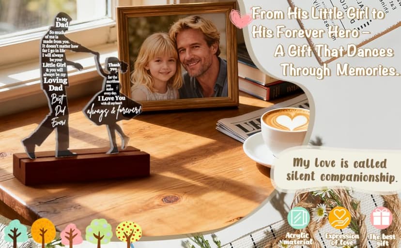 Dad Gifts from Daughter for Birthday Father's Day Christmas Valentine's Day Easter Present - Meaningful Sentimental Dancing Acrylic Plaque Keepsake Desk Decor for Bonus Step Papa Daddy
