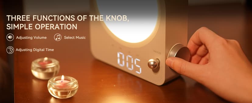 Vivilumens Sound Machine Alarm Clock, Gentle Sunrise Wake Up Light Alarm Clock for Heavy Sleepers Adults, Dimmable Night Light & RGB Meteors Lights Mode, 10 Natural Sounds, Great Gifts for Her