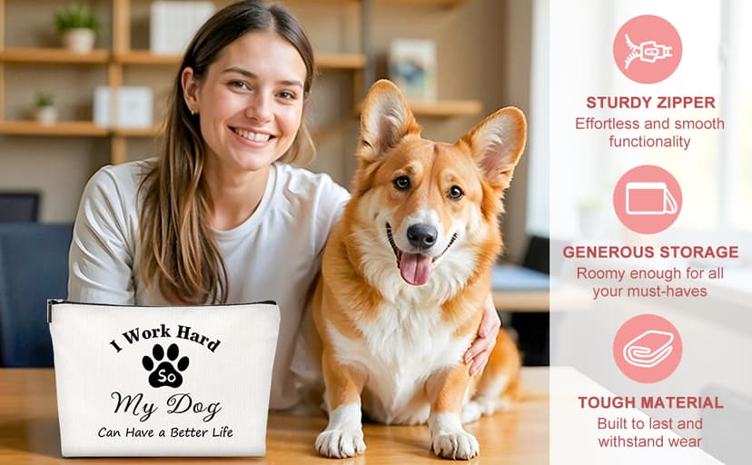 Dog Mom Gifts for Women Dogs Themed Gift for Dog Lovers Gifts for Women Gift for Dogs Owners Puppy Themed Basket - Drinking Cup Makeup Bag Candle Bracelets Keychain Socks