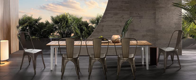 Furmax Metal Dining Chair Indoor-Outdoor Use Stackable Classic Trattoria Chair Chic Dining Bistro Cafe Side Metal Chairs Set of 4 (Black)