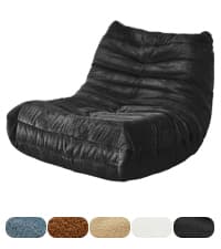 Bean Bag Chairs for Adults Giant Bean Bag Chair Memory Foam BeanBag Chair Bean Bag Sofa with Filler Faux Fur Fireside Beanbags Lazy Sofa for Living Room Bedroom Office (Black Plush, Single)
