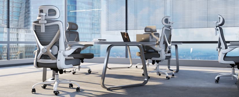 Ergonomic Office Chair: White Computer Desk Chair Comfy Gaming Chair for Adults - Office Chair with Lumbar Support & Headrest - Executive Office Rolling Chairs for Home Work (Grey)