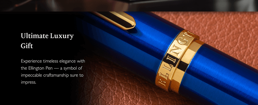 Ellington Pens Luxury Fountain Pen Set - Fountain Pen For Writing - Smooth Medium Nib - Includes Refillable Ink Converter, 3 Ink Cartridges, Gift Box - Calligraphy, Journaling, Sketching (The Stealth)