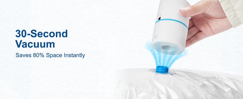 HOUSE DAY 30 Pack Vacuum Storage Bags with Electric Pump, 4 Sizes + 2 Roll-Up (5 Each), Space Saver Vacuum Seal Bags for Clothing, Bedding, Pillows, Travel – Airtight Seal, Reusable & Durable