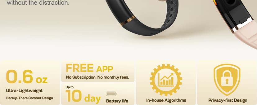 FITVII Screenless Fitness Tracker for Women Men, Health and Fitness Wearable with 24/7 Heart Rate, Blood Pressure and HRV Sleep Monitor, Subscription Free Activity Tracker for Android & iPhone