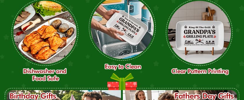 Grandpa Christmas Birthday Gifts,Best Grandpa Gifts from Grandkids,Great Grandfather Grandparents Thanksgiving Xmas Present from Granddaughter Grandson,Funny BBQ Grilling Platter with Apron Sets Gift