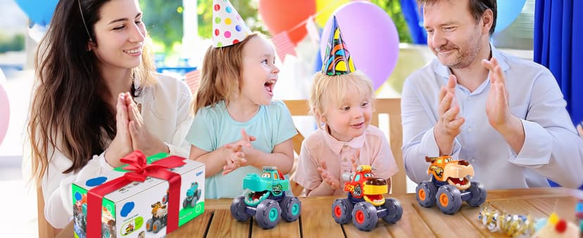 Car Toys for 1 Year Old Boy Gifts, Pull Back Monster Truck Toy Cars for Toddlers 1-3, 1 2 3 One Year Old Boy Birthday Gift 1st Vehicles Kids Stocking Stuffers Toddler Baby Boys Toys 12-18 Months