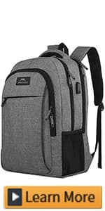 MATEIN Travel Laptop Backpack, Business Anti Theft Slim Sturdy Laptops Backpack with USB Charging Port, Water Resistant College School Computer Bag Gift for Men & Women Fits 15.6 Inch Notebook, Grey