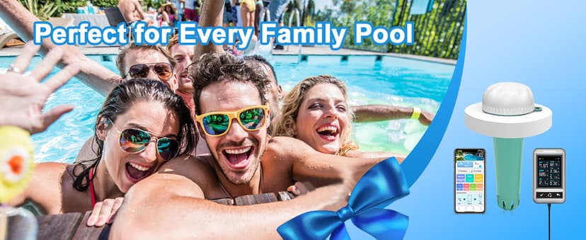 Smart Pool Monitor Pro, Digital Pool Water Tester for Chlorine/pH/ORP/Salinity/TDS/EC with App View, Electronic Pool Chemical Tester for Hot Tub & Spa