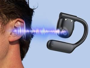 Open Ear Bluetooth 5.3 Earbuds,Wireless Headphones Sport Over Earphones Built-in 4 Mic with Ear Hooks 75H Playtime,Bluetooth Ear Buds with LED Digital Display,IPX5 Waterproof for Running Fitness/Black