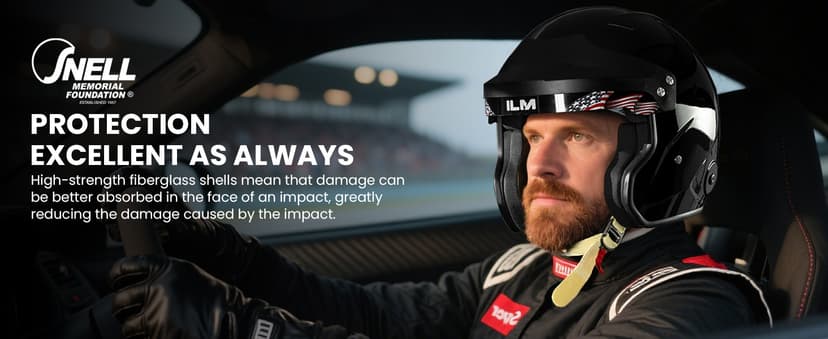 ILM Snell SA2025 Open Face Auto Racing Helmets Lightweight Fiberglass Helmet for Men and Women Model R95