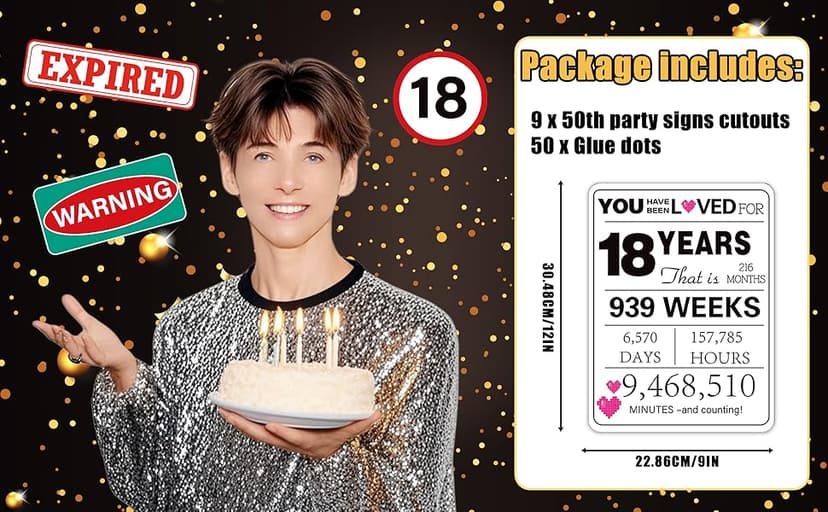 18th Birthday Party Decorations, 9PCS Funny Wall Signs and Tags for Teen 18th Birthday Celebration Table Centerpieces and Caution Signs for Doors Windows Yard and Garden