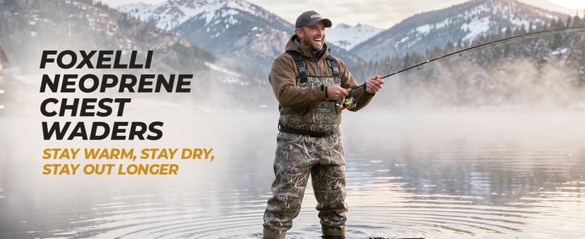 Foxelli Chest Waders, Waterproof 4mm Neoprene Hunting & Fishing Waders for Men & Women with Boots