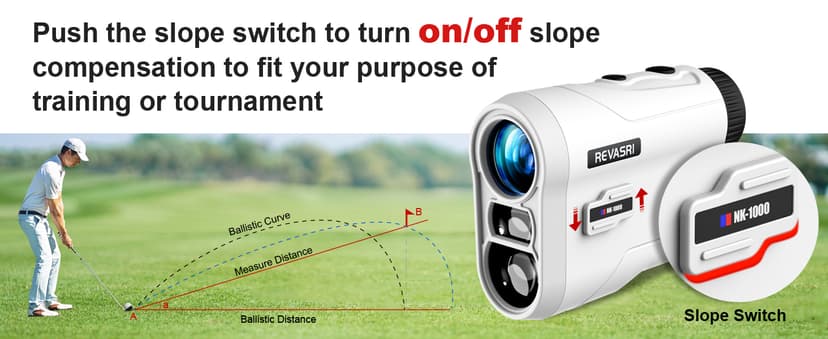 Golf Rangefinder with Slope and Pin Lock Vibration, External Slope Switch for Golf Tournament Legal, Rangefinders with Rechargeable Battery 600/1000YDS Laser Range Finder