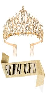 Casoty 60th Birthday Sash and Tiara for Women, 60th Birthday Decorations Women, Rose Gold 60th Crown and "60 & Fabulous" Sash Set, 60 Birthday Decorations for Women, 60th Birthday Gifts for Women