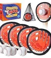 PlayZap Toss and Catch Ball Set Ultra Sturdy ABS - Valentine Gift for Toddlers Kids Teens Boys Girls 3-5 5-8 8-13+ Yrs - Baseball Toy Indoor Outdoor Yard Game & Beach/Pool Toy Set 4 Pack