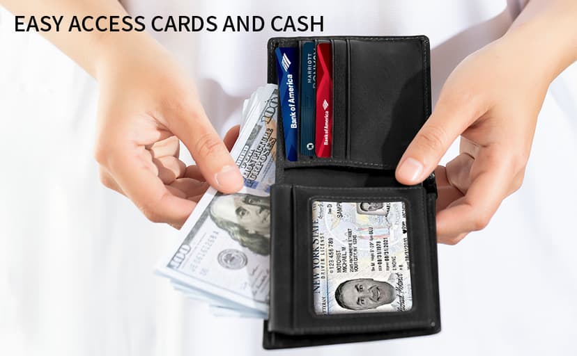 Sigtrenx Leather Wallets for Men, Genuine Leather Mens Wallets Bifold Rfid Blocking with 2 ID Windows