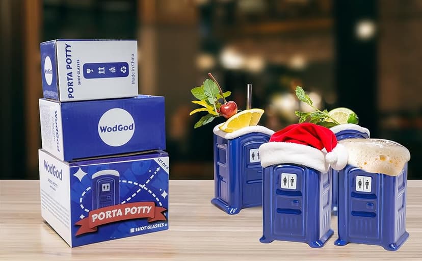 Ceramic Porta Potty Shot Glasses(1 PACK), White Elephant Gift for Adults, Gag Gifts Funny for Adults, Top Choice Secret Santa Gifts for Men, Friends and Coworker