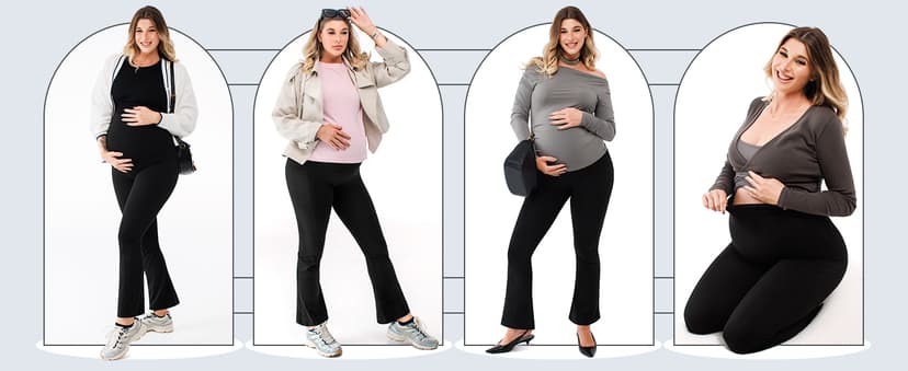 Pregnancy Pants, Buttery Soft, High Waisted, Over The Belly, Highly Stretchy, Fall Fashion Clothes, Yoga, for Casual Wear Leafigure Maternity Flare Leggings with Pockets B0F5HNGVG7