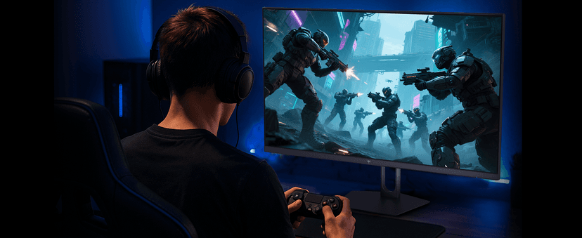 KTC 27 Inch Gaming Monitor - 2K QHD 2560 x 1440 Monitor, Up to 210Hz & 1ms, Bulit-in Speakers, Adaptive Sync, HDR400, 131% sRGB, IPS Monitors Gamer with HDMI 2.0 x 2 & DP1.4 x 2, H27T22C-3