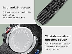 findtime Women's Sport Watch Digital Waterproof Watches Military Watches Analog Outdoor Wrist Watch LED Luminous Alarm Stopwatch Dual Time Wristwatch