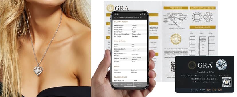 Moissanite Necklace for Women, 1-3 Carat Heart Pendant Necklace, 925 Sterling Silver, Anniversary Present for Wife, Women, Birthday Gifts for Wife, Jewelry Gifts for Christmas, Valentine's Day