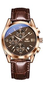 OLEVS Men's Stainless Steel Chronograph Watch, Big Face Gold Silver Black Tone Easy to Read Analog Quartz Watch, Luxury Waterproof Date Diamond Roman Arabic Numerals Dial Dress Watch for Men