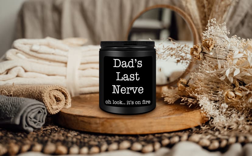 Homsolver Dad Gifts from Daughter Son, Gift for Dad Who Wants Nothing, Birthday Fathers Day Christmas for Stepdad Adoptive Father, Dad's Last Nerve Sandalwood Scented Candle