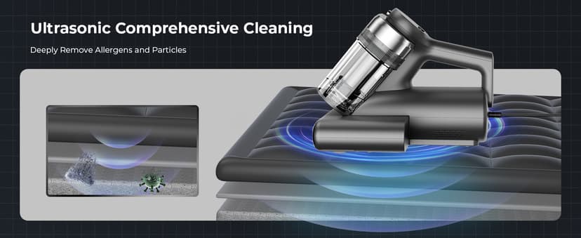 Powerful Mattress Bed Vacuum Cleaner, 2-Speed (14kPa/18kPa) Mattress Vacuum with Green Light Dust Detection, 253.7nm UV-C Light, LED Display, HEPA Filter, 149℉ Heat, Aroma for Bed Couch Carpet