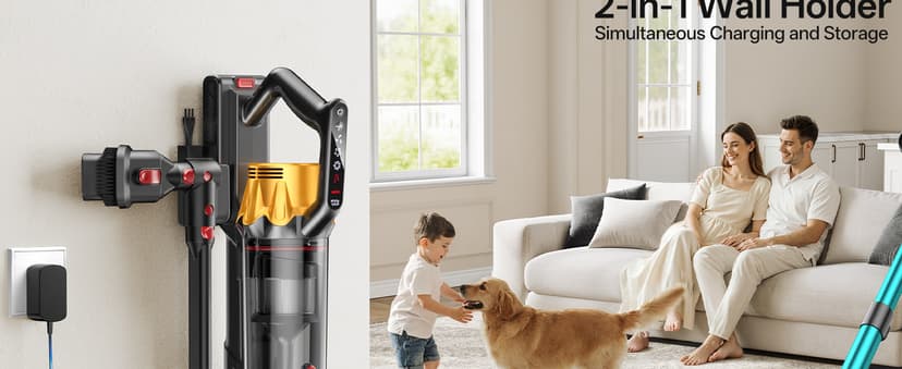 Cordless Vacuum Cleaner, 650W 55KPa 60Mins Vacuum Cleaners for Home, 8-in-1 Stick Vacuum with Charging Dock Station, Powerful Suction, Rechargeable, Versatile for Carpet, Hard Floor, Pet Hair