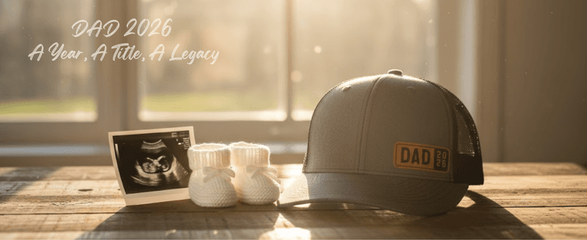 Dad Est 2025 2026 Hat for Men New Dad Gifts Customization Leather Patch Trucker Hat