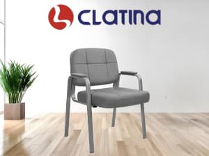 CLATINA Big & Tall 500 lbs Waiting Room Guest Chair, Leather Office Reception Chair No Wheels with Padded Arms for Elderly Home Desk Conference Room Lobby Side Salon Clinic, Black(4 Pack)