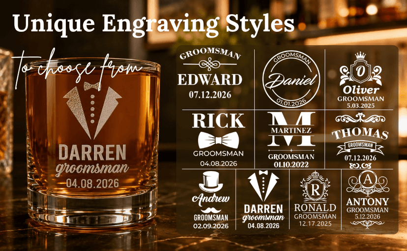 Six groomsmen glasses for larger wedding party gifts Groomsmen Engraved Whiskey Glass Set of 6 B0GM8TX93M