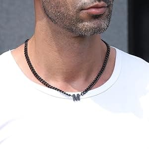 DuoDiner Initial A-Z Cuban Link Chain Necklaces for Men Boys Women Letter Pendant Stainless Steel 6.5mm 18+2 Inches,Jewelry Gifts