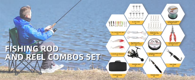 Collapsible Fishing Rod and Reel Combo, BalanZze Telescopic Fishing Rod with Spinning Reel, Portable Collapsible Fishing Pole Kit for Saltwater and Freshwater – Ideal Fishing Gift