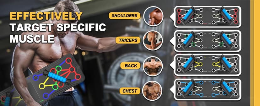 Solid Push Up Board 15 in 1 Home Workout Equipment Multi-Functional Pushup Stands System Fitness Floor Chest Muscle Exercise Professional Equipment Burn Fat Strength Training Arm Men & Women Weights