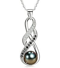 NONNYL Mothers Day Gifts for Mom, Wife, Women - Tahitian Black Pearl Necklace - Wedding, Birthday, Anniversary, Valentine's, Christmas Jewelry B0CSKR4M5V