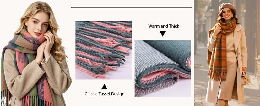 YSense Winter Scarf for Women Long Plaid Scarves Ladies Gifts B01KJP4KOM