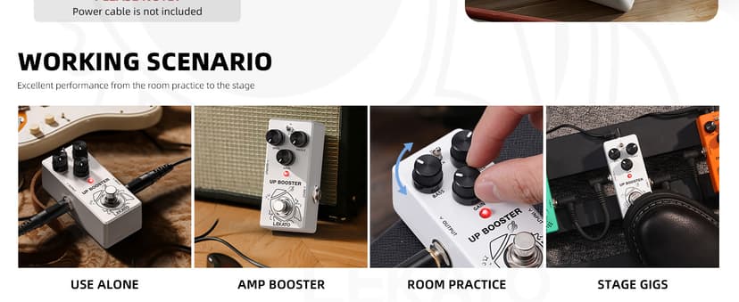 LEKATO Boost Guitar Pedal, 2-Mode Clean and TS Booster, Mini Boost Pedal for Electric Guitar, Truebypass, DC 9V