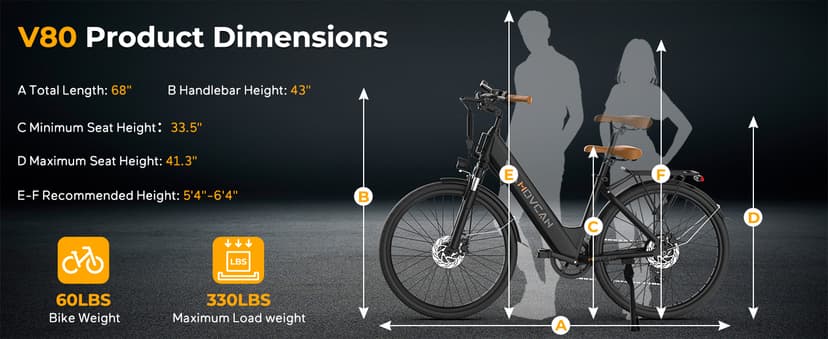 Movcan V80 Electric Bike, 1000W Motor 28MPH 26'' City Cruiser Ebike for Adults, 48V 13Ah Removable Battery Up to 70 Miles, 7-Speed Dual Disc Brake, Mountain E-Bike for Commuting