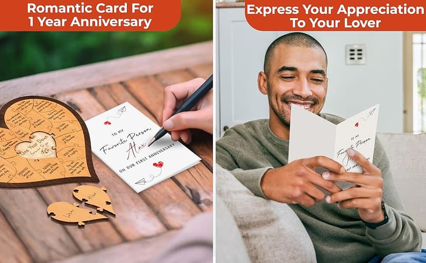 1 Year Anniversary Wood Gifts for Him Boyfriend - One Year Anniversary Wooden Gifts for Men, First Anniversary Wedding Gift for Husband Wife