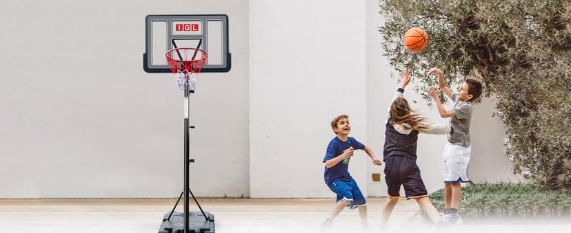 IGL Portable Basketball Hoop, 5.6-10FT Adjustable Basketball Goal System, 44 Inch Outdoor Basketball Hoop & Goals for Kids, Youth, and Adults in The Backyard, Driveway with PC Backboard