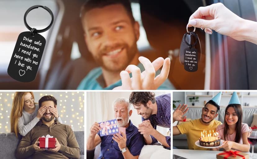 Valentine's Day Gifts for Men - Drive Safe Keychain for Boyfriend - Drive Safe Handsome I Need You Here With Me, Keyrings Valentine's Day Fathers Day Birthday Gifts for Husband Best Friends
