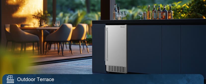 Coolski Under Counter Ice Maker Machine, Stainless Steel Built-in Freestanding Ice Maker for Commercial & Home Use, 80 Lbs/Day, 30 Lbs Storage, Self Cleaning, Thicknesses Adjustable